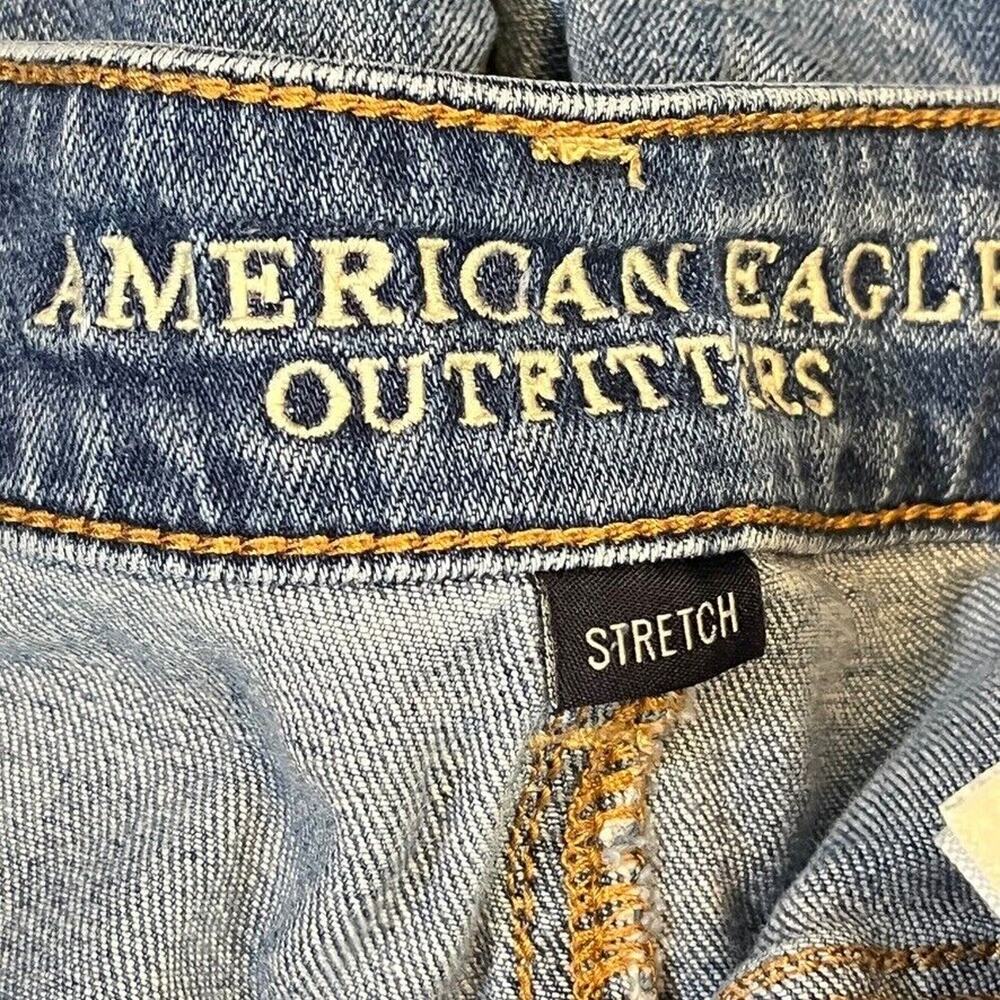 American Eagle Tomgirl Tom Girl Womens Distressed Mid Rise Stretch Jeans sz 14 - Picture 16 of 16